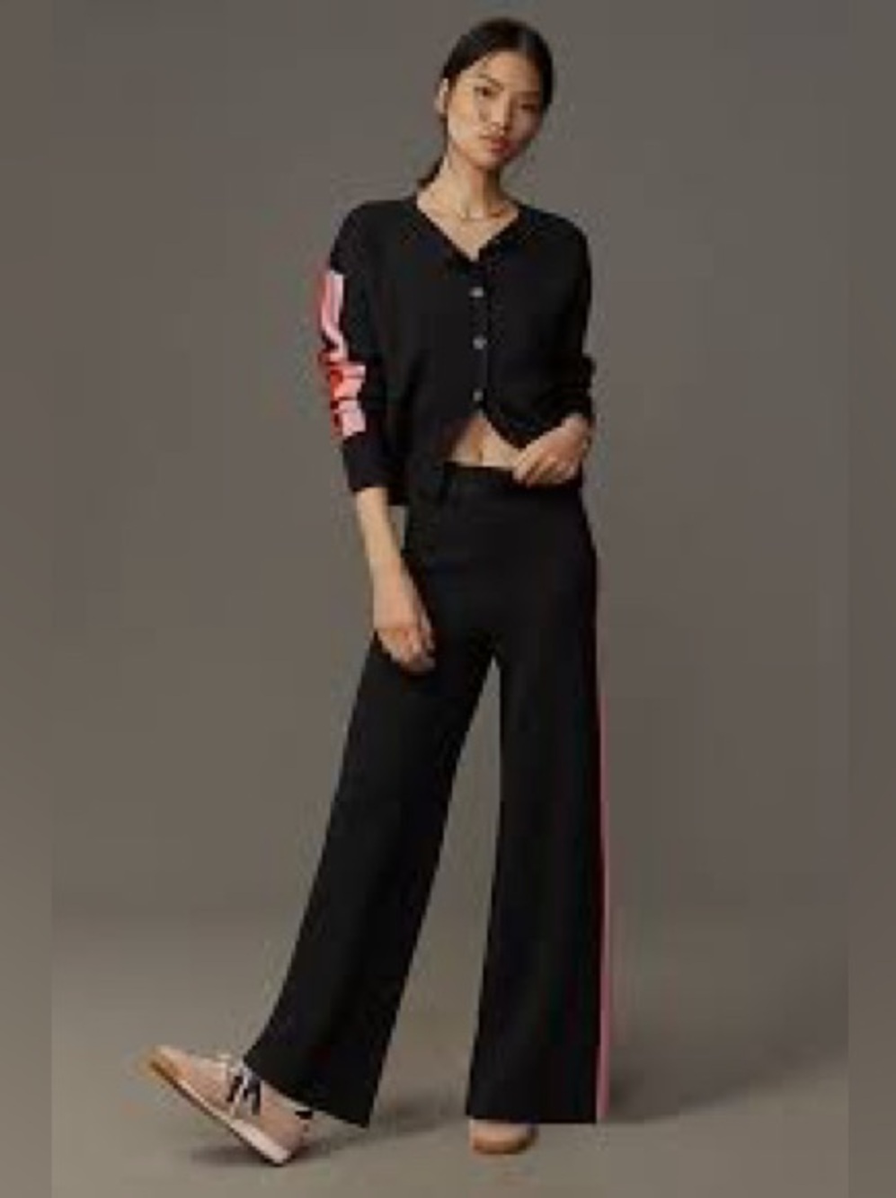 NWT Maeve Anthropologie Pants Womens Medium Navy Colorblock Wide Leg Knit Stripe